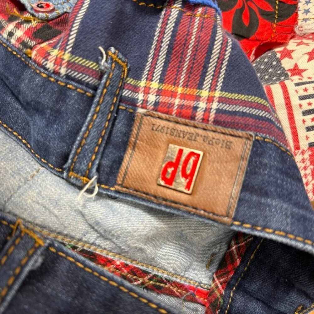 RARE BiePa Jeans 1971 Patchwork Distressed Jeans Size 32